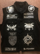 Load image into Gallery viewer, Black Metal Battle Jacket Cut-Off Denim Vest Satanic Warmaster Gorgoroth Archgoat Enslaved Mayhem
