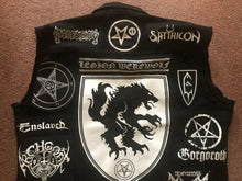 Load image into Gallery viewer, Black Metal Battle Jacket Cut-Off Denim Vest Satanic Warmaster Gorgoroth Archgoat Enslaved Mayhem
