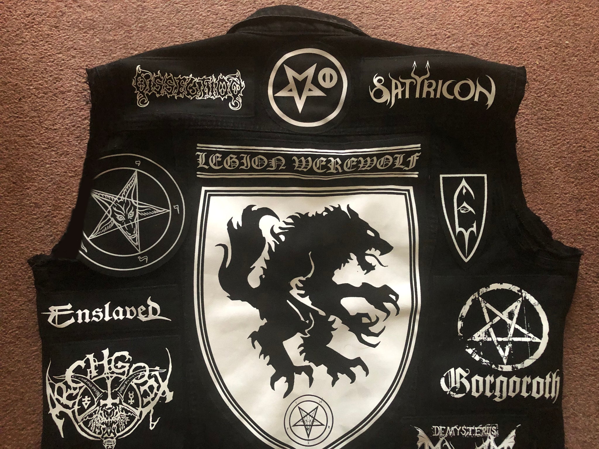 Black Metal Battle Jacket Cut-Off Denim Vest Satanic