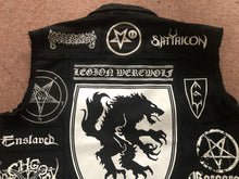 Load image into Gallery viewer, Black Metal Battle Jacket Cut-Off Denim Vest Satanic Warmaster Gorgoroth Archgoat Enslaved Mayhem
