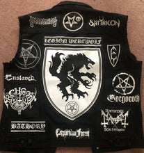 Load image into Gallery viewer, Legion Werewolf X Wolves Of Satan Black Metal Battle Jacket Cut-Off Denim Vest Satanic Warmaster Watain
