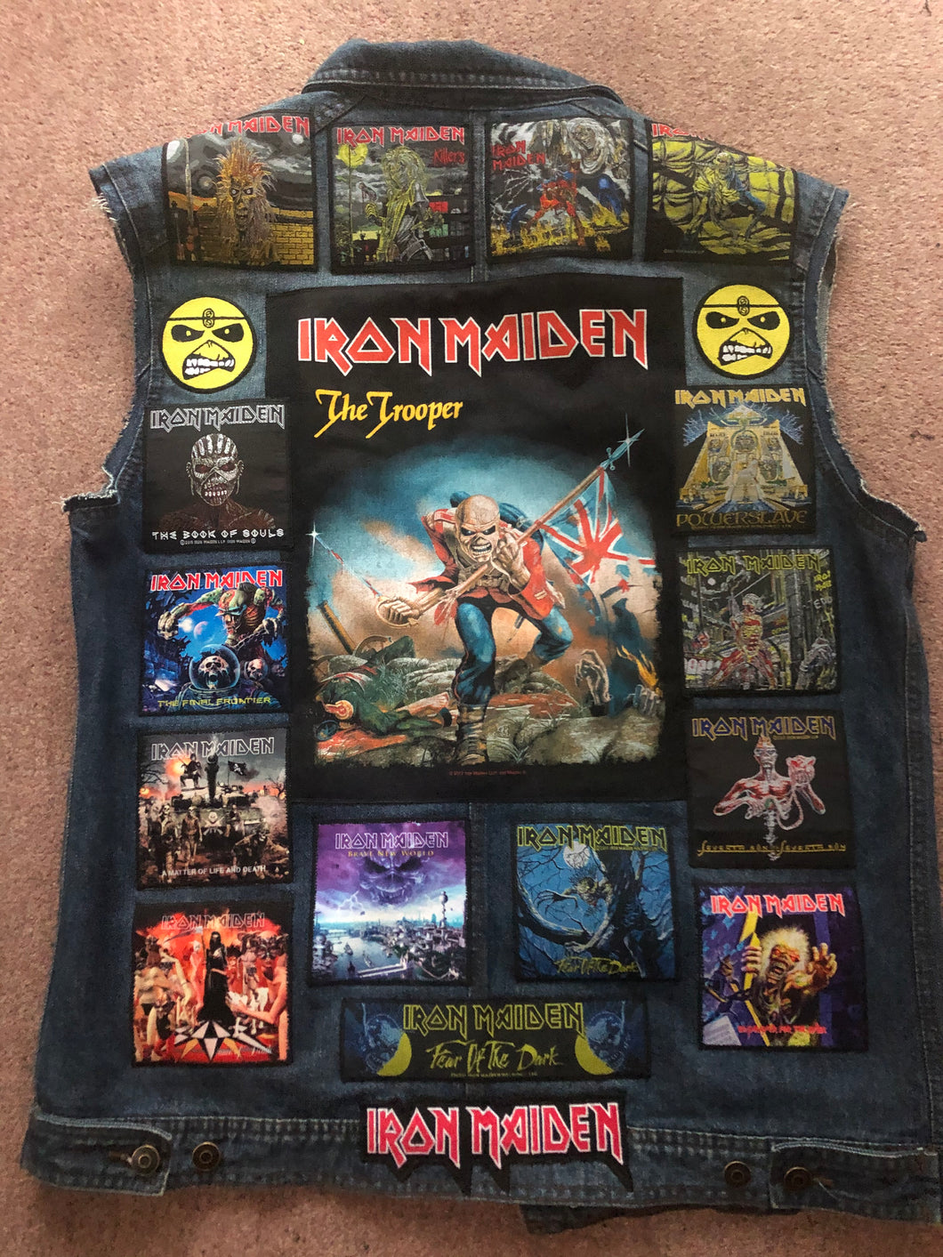 Fully Laden Iron Maiden: Trooper Edition Patch Denim Cut-Off Battle Jacket