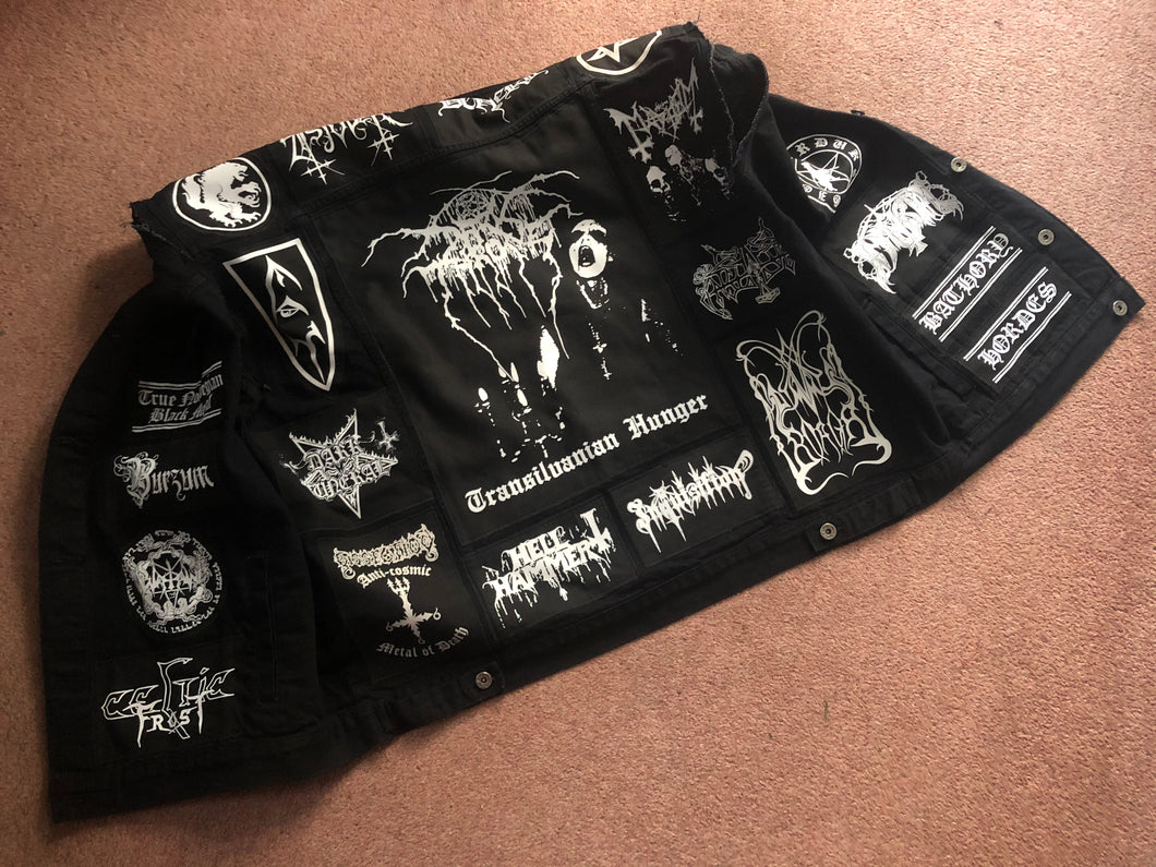 Black Metal Battle Jacket Cut-Off Denim Vest Darkthrone Marduk Mayhem Emperor Dimmu Borgir