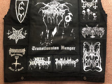 Load image into Gallery viewer, Black Metal Battle Jacket Cut-Off Denim Vest Darkthrone Marduk Mayhem Emperor Dimmu Borgir
