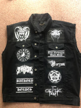 Load image into Gallery viewer, Black Metal Battle Jacket Cut-Off Denim Vest Darkthrone Marduk Mayhem Emperor Dimmu Borgir
