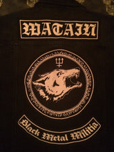 Load image into Gallery viewer, Watain Wolves Black Metal Militia Denim Cut-Off Battle Jacket Vest To The Death Trident Wolf Eclipse
