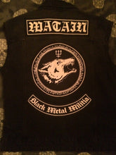 Load image into Gallery viewer, Watain Wolves Black Metal Militia Denim Cut-Off Battle Jacket Vest To The Death Trident Wolf Eclipse
