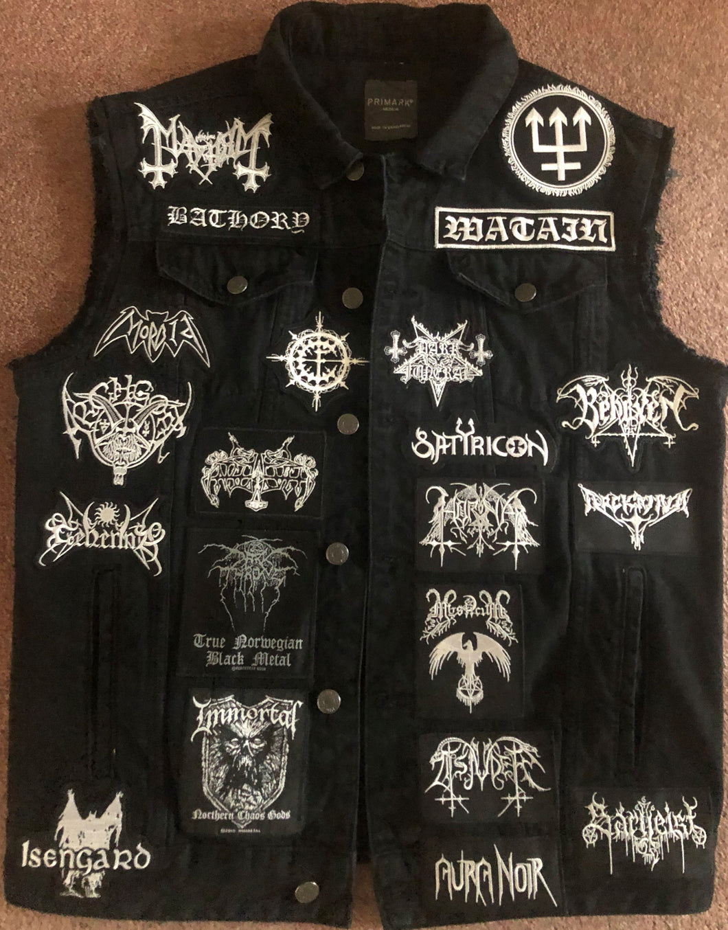 Your Personal Black Metal Patch Collection/Selection Cut-Off Denim Battle Jacket Vest