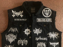 Load image into Gallery viewer, Your Personal Black Metal Patch Collection/Selection Cut-Off Denim Battle Jacket Vest
