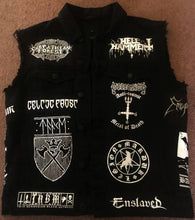 Load image into Gallery viewer, Black Metal Battle Jacket Cut-Off Denim Vest Darkthrone Bathory Marduk Mayhem Venom
