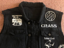 Load image into Gallery viewer, Crust Punk Anarchopunk Battle Jacket Cut-Off Denim Vest Crass Doom Discharge Amebix
