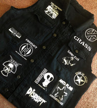 Load image into Gallery viewer, Crust Punk Anarchopunk Battle Jacket Cut-Off Denim Vest Crass Doom Discharge Amebix
