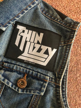 Load image into Gallery viewer, Thin Lizzy Black Rose Womens&#39; Denim Cut-Off Waistcoat Phil Lynott Silouette
