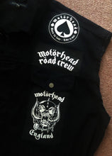 Load image into Gallery viewer, Motörhead Road Crew Denim Vest Cut-Off Battle Jacket Born To Lose Live To Win Ace Of Spades
