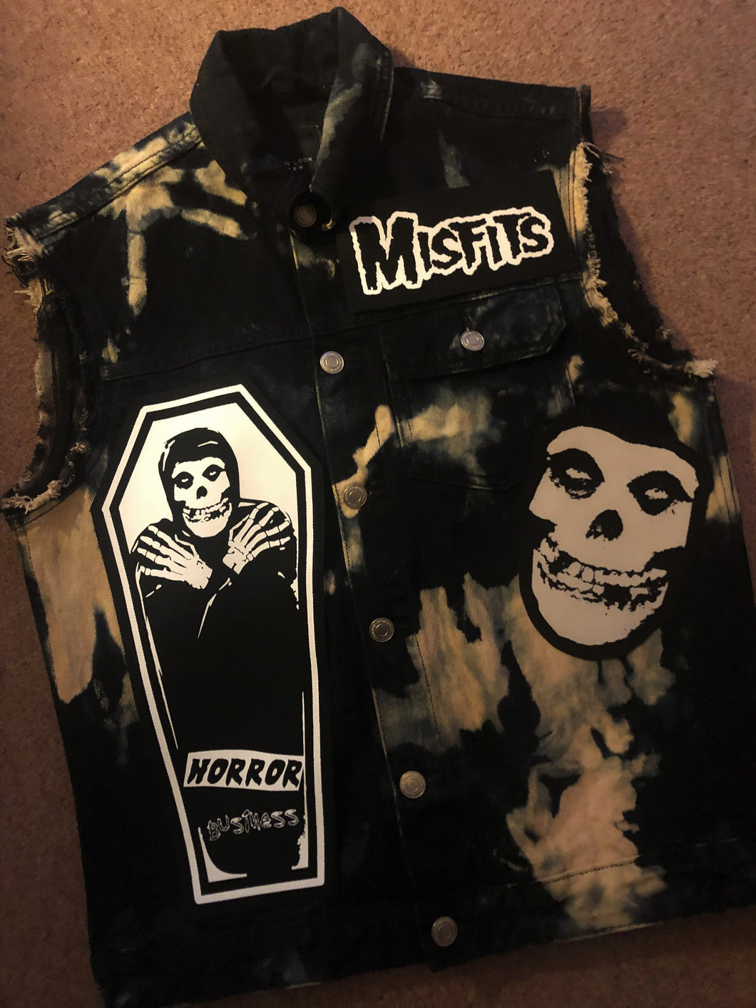 Misfits Tie-Bleach Horror Business Denim Punk Cut-Off Crimson Ghost Fiend Club