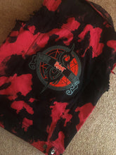 Load image into Gallery viewer, Slipknot Barcode Maggot Crest Blood Tie-Dye Edition Cut-Off Denim Jacket
