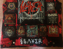 Load image into Gallery viewer, Slayer Reign In Blood Red Tie-Bleach Patch Battle Jacket Cut-Off Denim 2XL+
