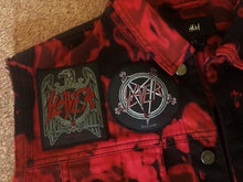 Load image into Gallery viewer, Slayer Reign In Blood Red Tie-Bleach Patch Battle Jacket Cut-Off Denim 2XL+
