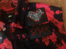 Load image into Gallery viewer, Slayer Reign In Blood Red Tie-Bleach Patch Battle Jacket Cut-Off Denim
