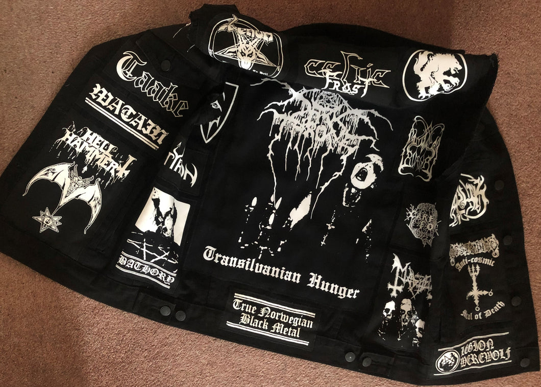 Black Metal Battle Jacket Cut-Off Denim Vest Darkthrone Transilvanian Hunger True Mayhem