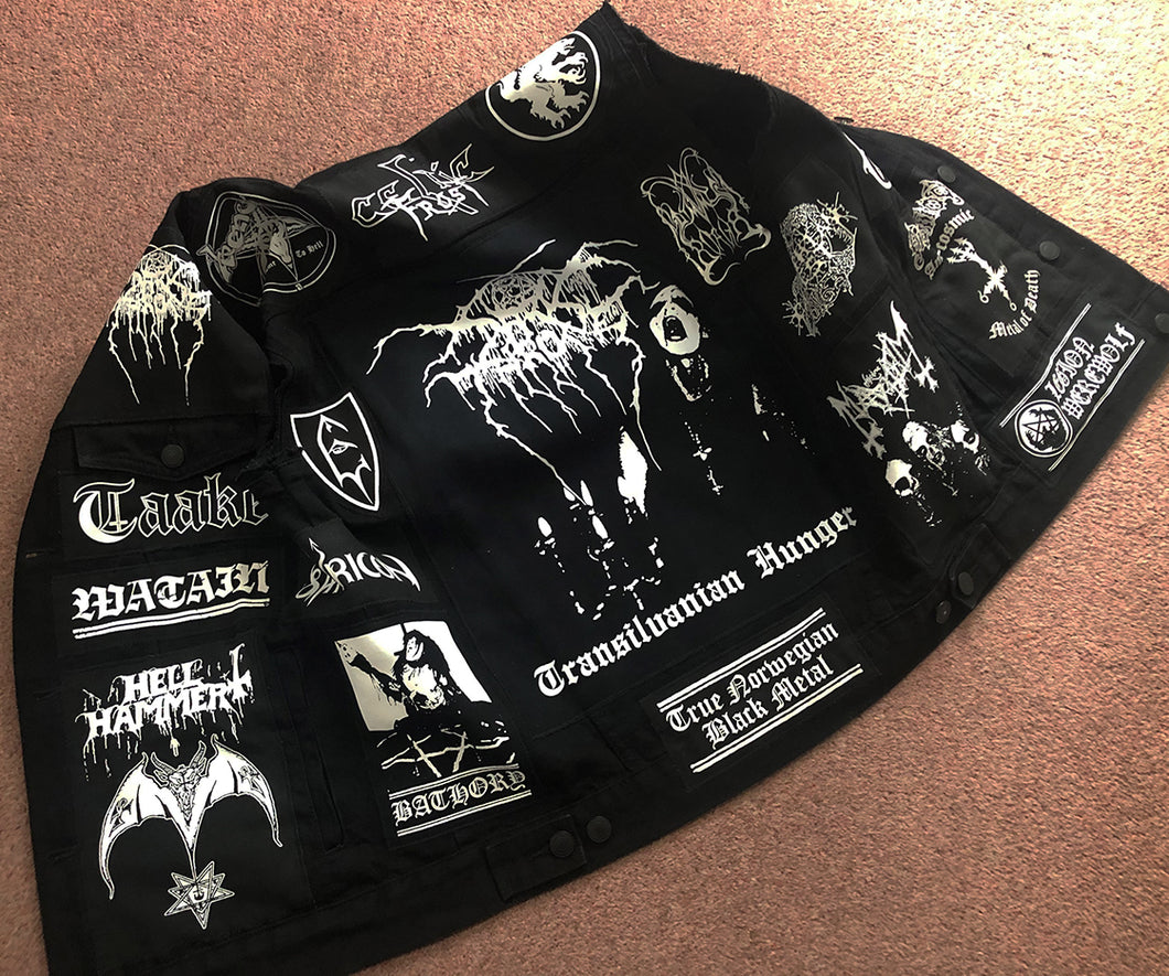 Black Metal Battle Jacket Cut-Off Denim Vest Darkthrone Watain Bathory Satyricon Immortal