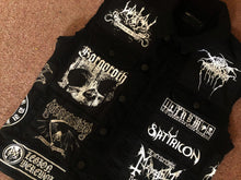 Load image into Gallery viewer, Black Metal Battle Jacket Cut-Off Denim Vest Bathory Dissection Watain Darkthrone Mayhem
