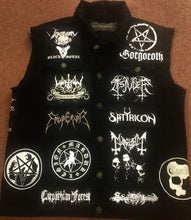 Load image into Gallery viewer, Black Metal Battle Jacket Cut-Off Denim Vest Darkthrone Baphomet True Norwegian
