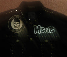 Load image into Gallery viewer, Misfits Fiend Club Studded Black Denim Horror Punk Jacket Crimson Ghost Skull

