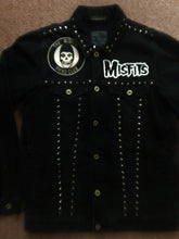 Load image into Gallery viewer, Misfits Fiend Club Studded Black Denim Horror Punk Jacket Crimson Ghost Skull
