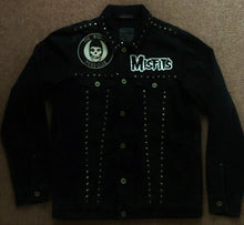 Load image into Gallery viewer, Misfits Fiend Club Studded Black Denim Horror Punk Jacket Crimson Ghost Skull
