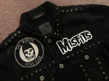 Load image into Gallery viewer, Misfits Fiend Club Studded Black Denim Horror Punk Jacket Crimson Ghost Skull
