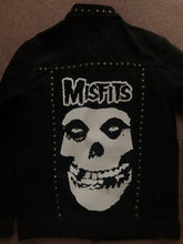 Load image into Gallery viewer, Misfits Fiend Club Studded Black Denim Horror Punk Jacket Crimson Ghost Skull
