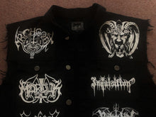Load image into Gallery viewer, Black Metal Battle Jacket Cut-Off Denim Vest True Norwegian Darkthrone Baphomet
