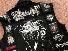 Load image into Gallery viewer, Your Personal Black Metal Patch Collection/Selection Cut-Off Denim Battle Jacket Vest
