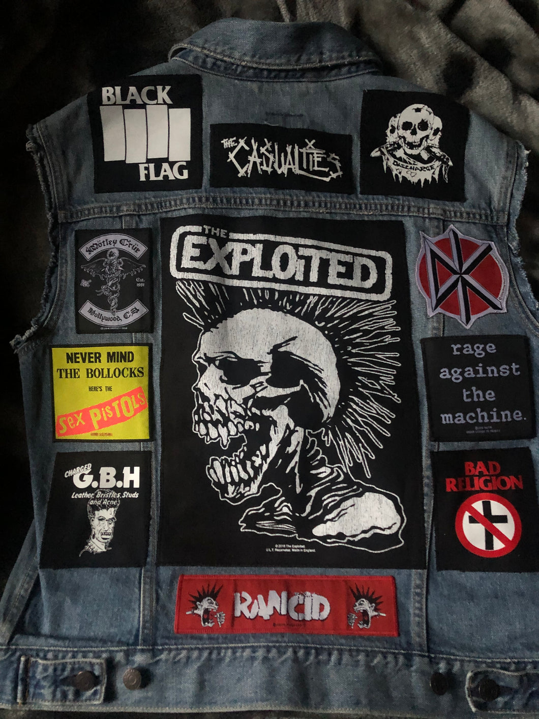 Your Personal Punk Rock Patch Collection/Selection Cut-Off Denim Battle Jacket Vest
