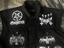 Load image into Gallery viewer, Black Metal Battle Jacket Cut-Off Denim Vest Satanic Warmaster Legion Werewolf
