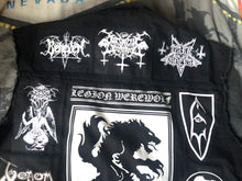 Load image into Gallery viewer, Black Metal Battle Jacket Cut-Off Denim Vest Satanic Warmaster Legion Werewolf
