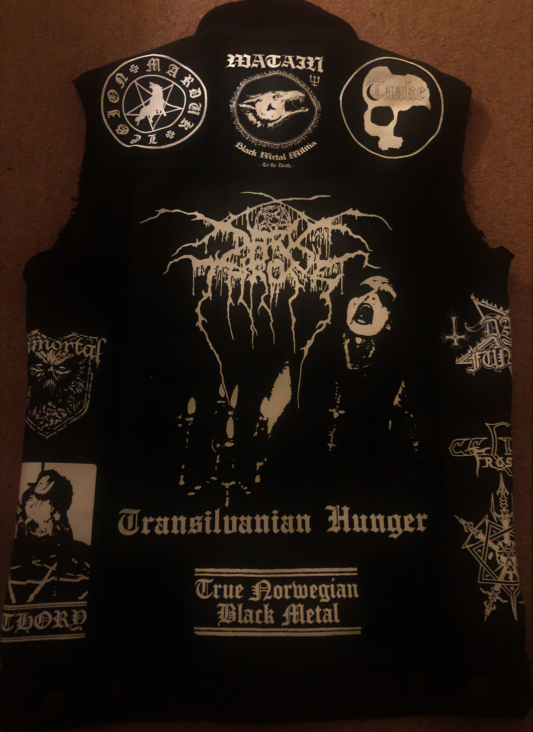 Black Metal Battle Jacket Cut-Off Denim Vest Darkthrone Transilvanian Hunger