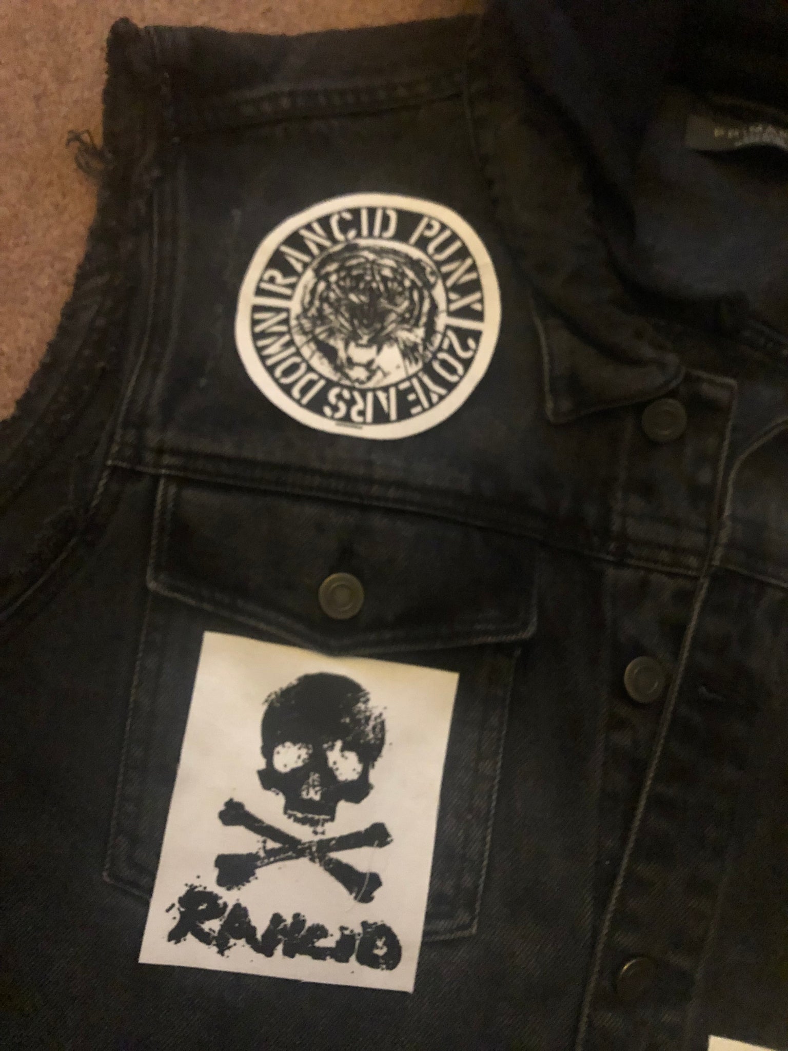 Rancid Punx Hooligans Punk Rock Denim Cut-Off Hooded Battle Jacket