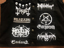 Load image into Gallery viewer, Black Metal Battle Jacket Cut-Off Denim Vest Burzum Darkthrone Mayhem True Norwegian
