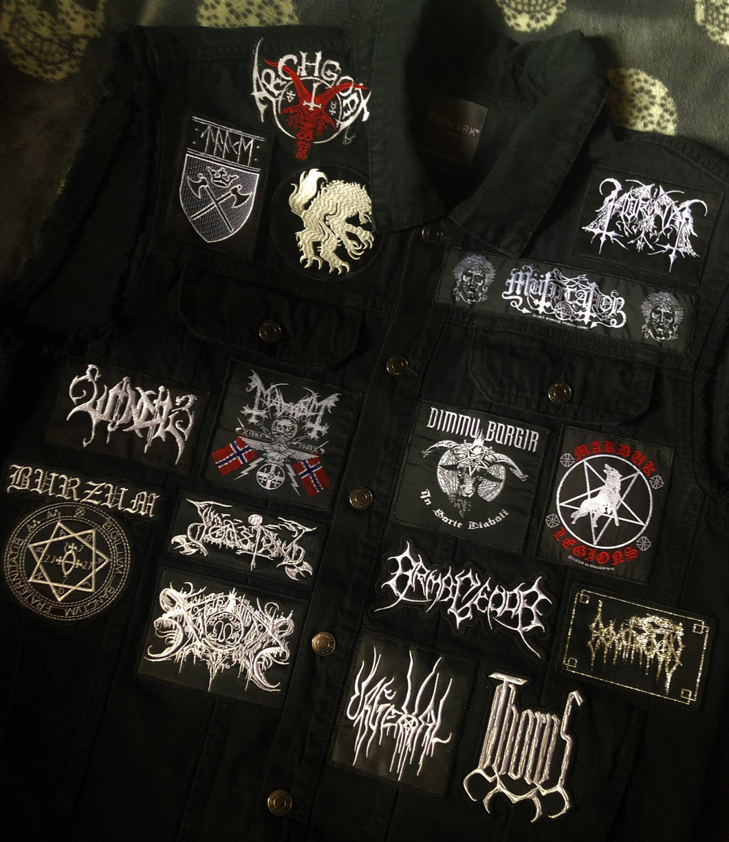 Your Personal Black Metal Patch Collection/Selection Cut-Off Denim Battle Jacket Vest