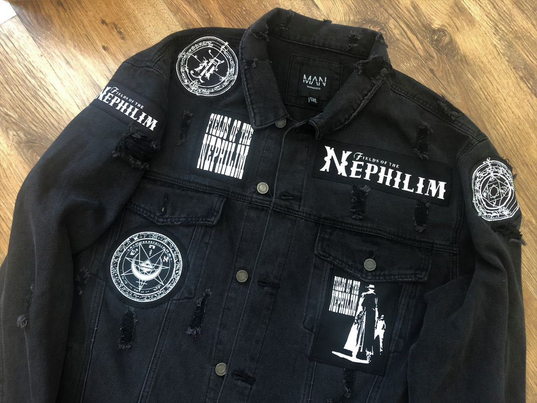 Fields Of The Nephilim Distressed Denim Jacket Dawnrazor Elizium Psychonaut
