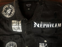 Load image into Gallery viewer, Fields Of The Nephilim Distressed Denim Jacket Dawnrazor Elizium Psychonaut
