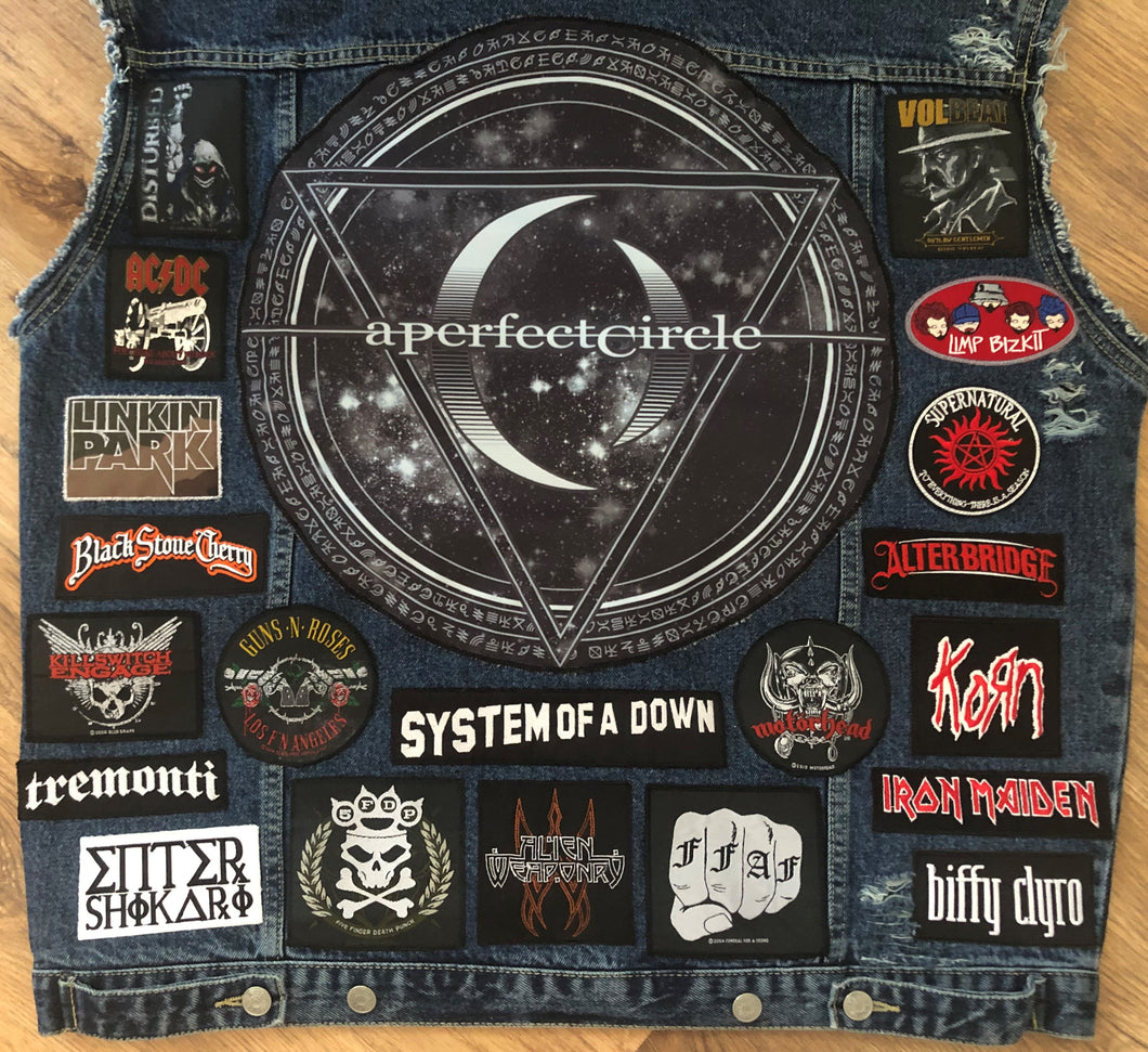 Your Personal Metal Patch Collection/Selection Cut-Off Denim Battle Jacket Vest inc. Bespoke Back Patch