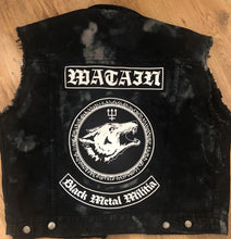 Load image into Gallery viewer, Watain Filth-Splattered Battle Jacket Distressed Black Metal Rocker Patch Denim Cut-Off
