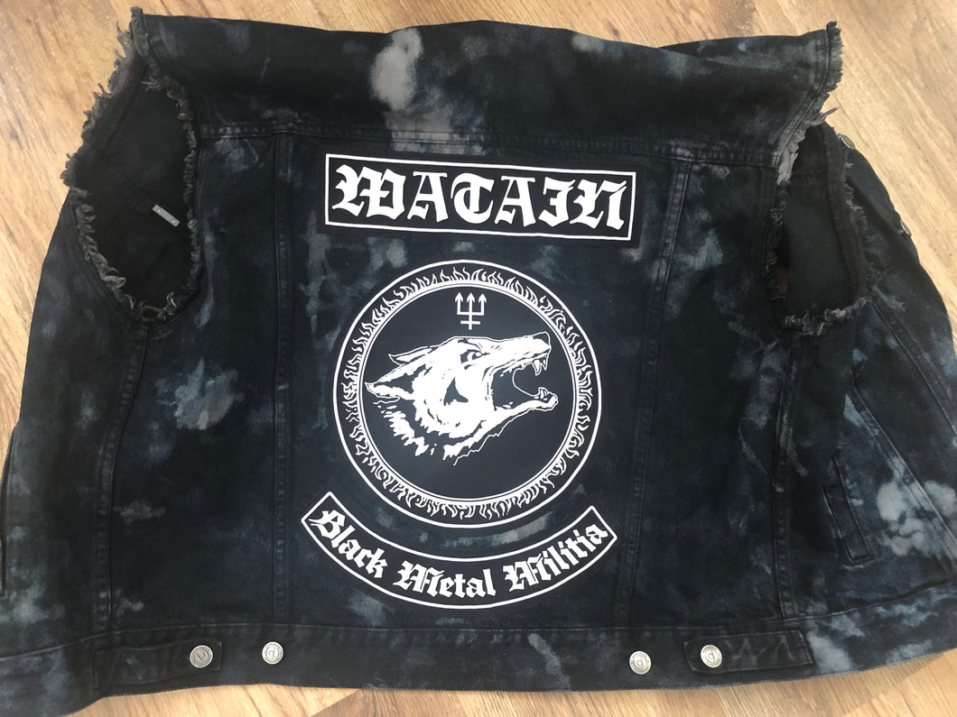Watain Filth-Splattered Battle Jacket Distressed Black Metal Rocker Patch Denim Cut-Off