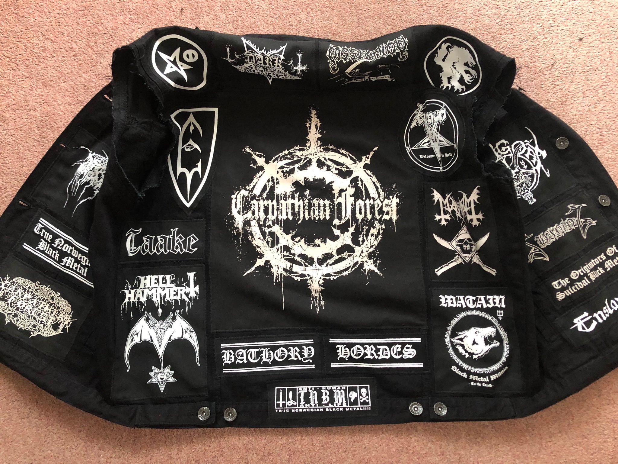 Black Metal Battle Jacket Cut-Off Denim Vest Carpathian Forest