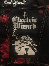 Load image into Gallery viewer, Electric Wizard Girls&#39; Black &#39;n&#39; Bloody Red Tie-Bleach Denim Cut-Off Black Mass Doom Metal
