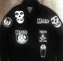 Load image into Gallery viewer, Misfits Fiend Club For Life Crimson Ghost Black Denim Battle Jacket Horror Punk
