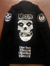 Load image into Gallery viewer, Misfits Fiend Club For Life Crimson Ghost Black Denim Battle Jacket Horror Punk
